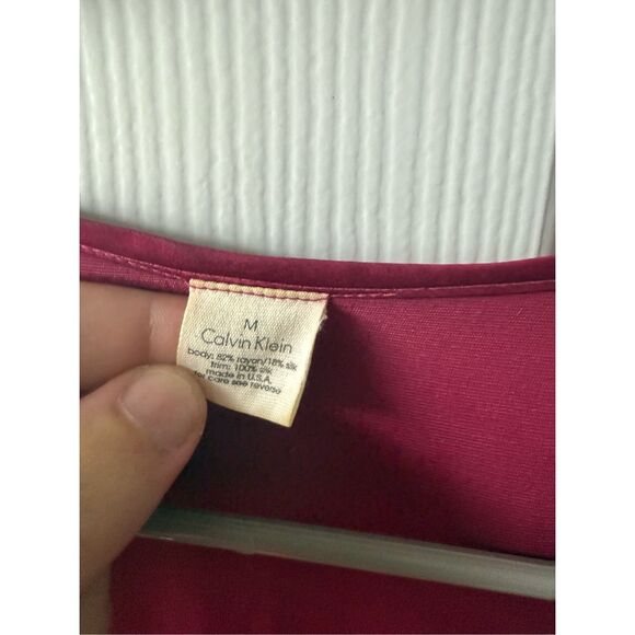 Calvin Klein Medium Red Burgundy Midi Length Long Sleeve Women's Silk Blend Robe - Picture 3 of 6